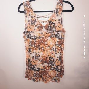 Yellow Floral Criss Cross Tank Top